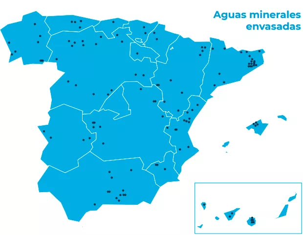 FIGURA 4: Ubicació de les fàbriques d’embotellament d’aigua a tot l’estat (ANEABE, 2022)