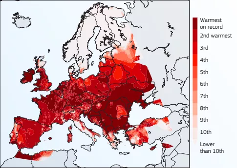 Rècords de temperatures al continent europeu el 2023 (State of the European Climate, 2023)
