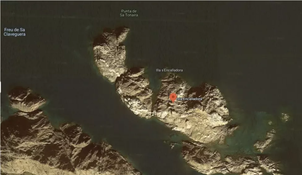 Situació de l'illa de S'Encalladora, Reserva Integral Marina (Vida Marina)
